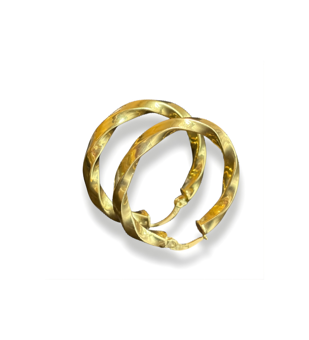 Twisted Hoop Earrings - 3.5 cm