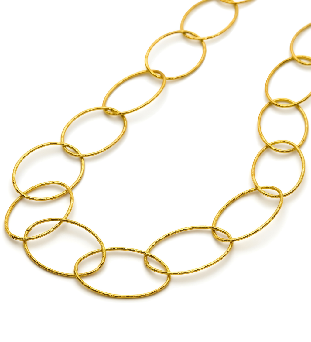 Hammered Oval Link - Long Chain